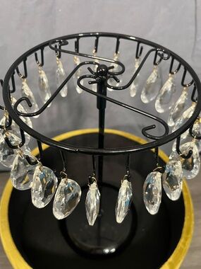 Vintage Chandelier Crystals 2”x1” Pear Shaped with gold tone hooks -set of 23 -